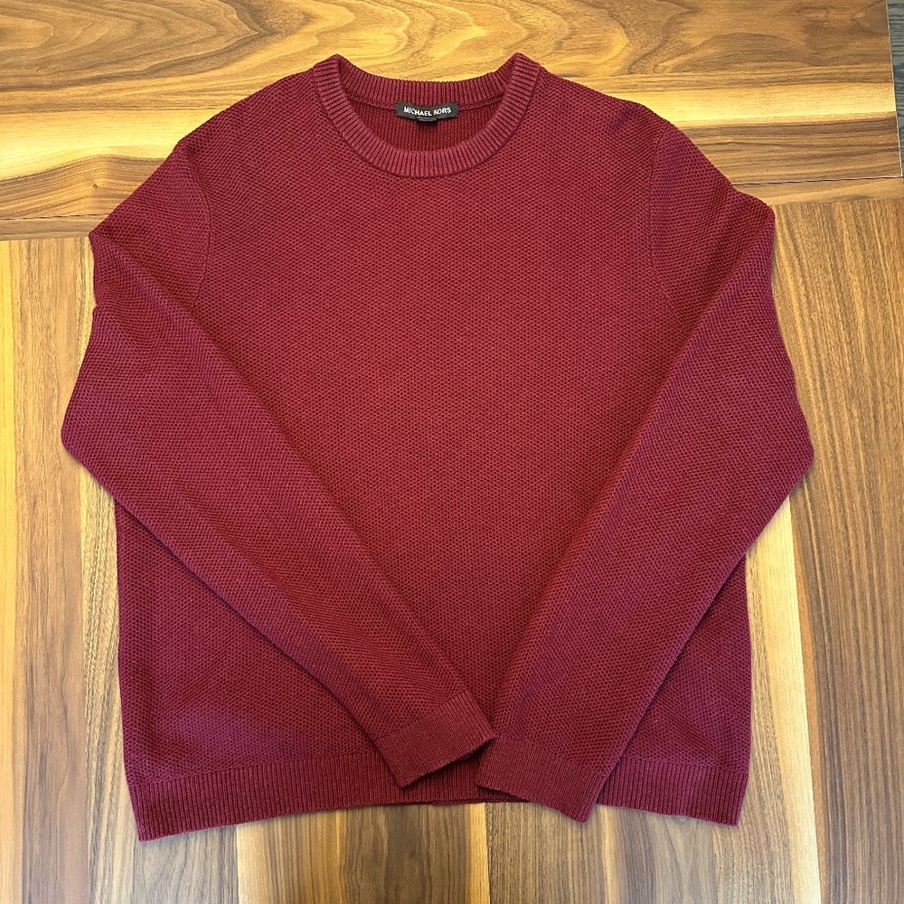 Michael Kors Men's XXL Dark Red Knit Crewneck Sweater
